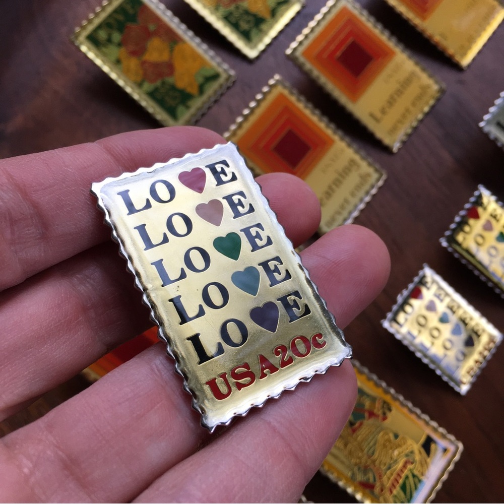 Collection of Vintage United States Postage Stamp Pins